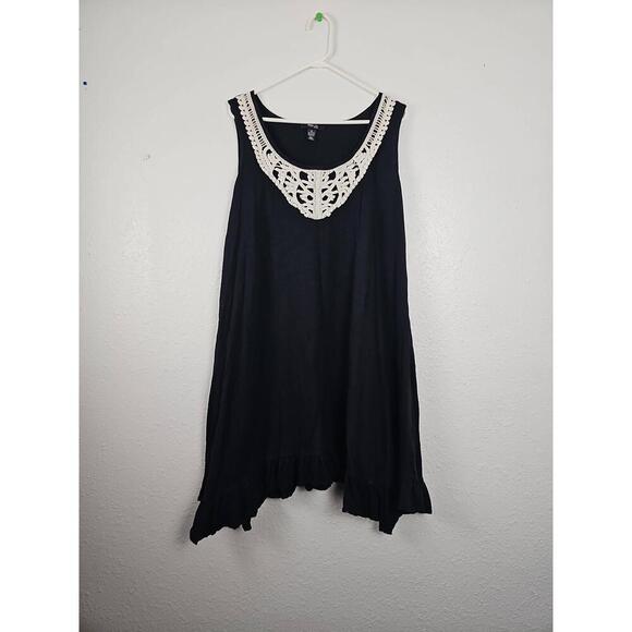 143rd Style Haus Dresses & Skirts - Style Co 348 Womens Black Beige Sleeveless Crochet Casual Dress 2X